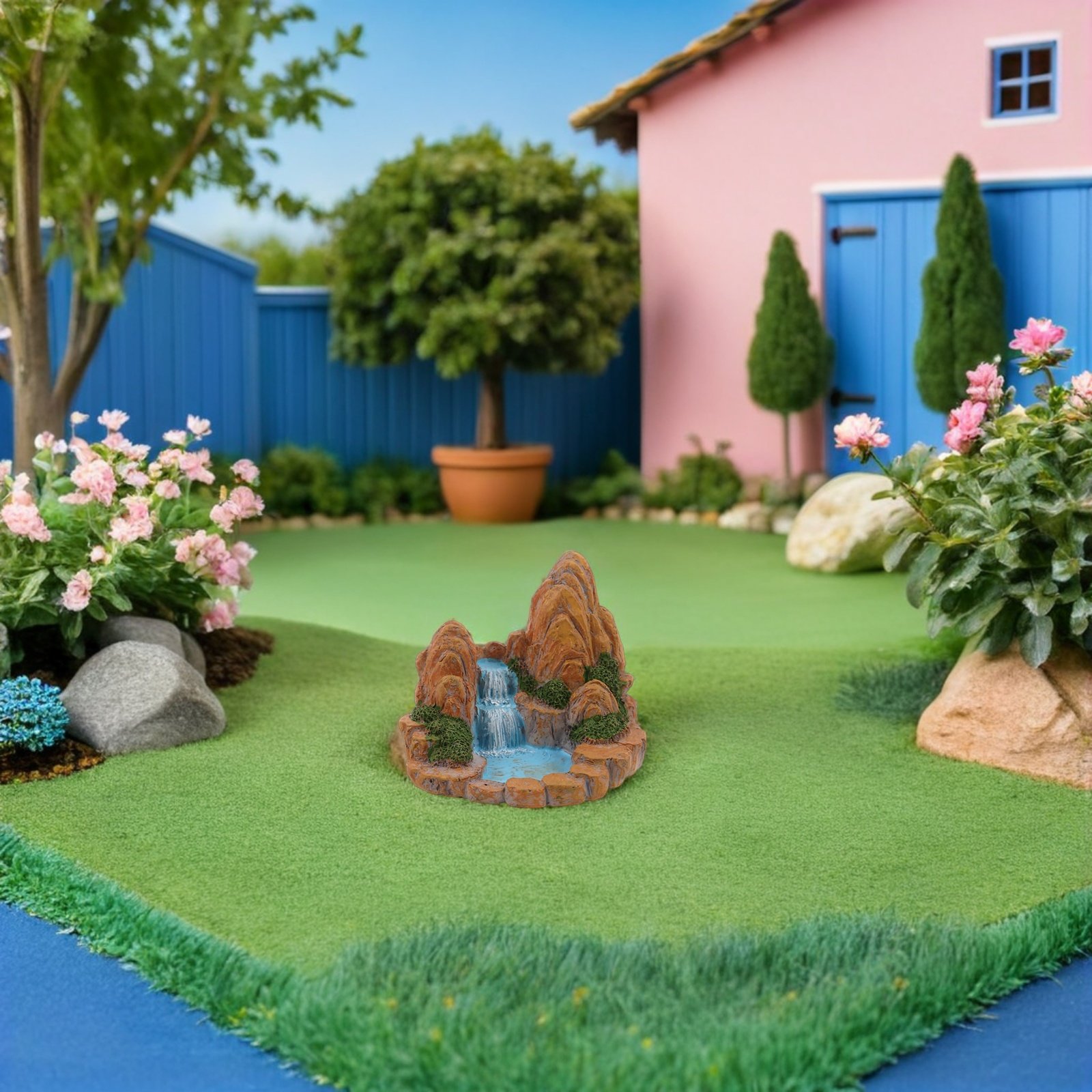 Bonsai Garden With Pond - 2 stuks miniatuur rotstuin vijver beeldjes